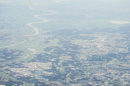 Scenery from the plane (Chiba). Shooting Location: Chiba prefecture