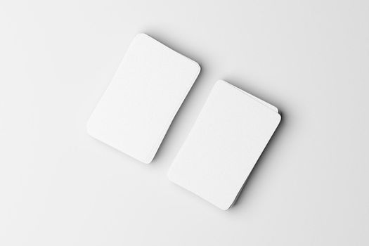 Top view of business card on white background for mockup. 3d illustration