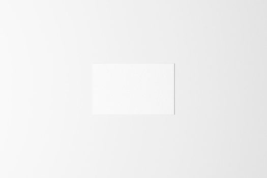 Top view of white business card on white background for mockup. 3d illustration