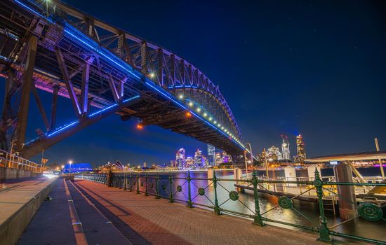 Vivid sydney city of Australia at night from wide view