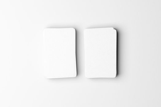 Top view of business card on white background for mockup. 3d illustration