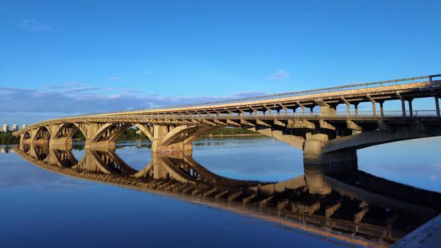 Bridge Metro over Dnipro river in Kyiv, Ukraine