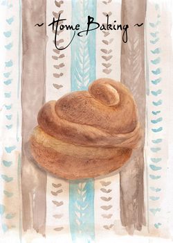 Homemade bread, Realistic watercolor with clipping path