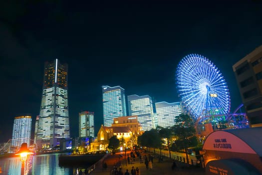 Yokohama Minato Mirai Nightmark Light Up (2019 Christmas). Shooting Location: Yokohama-city kanagawa prefecture