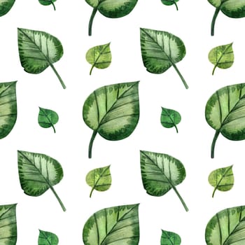 Wild Plants hand painted watercolor. Seamless pattern on a white background. Path included.