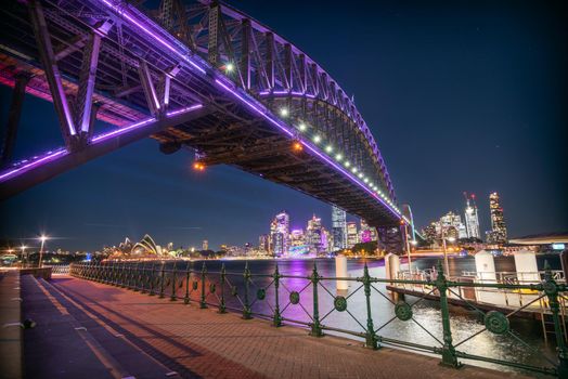 Vivid sydney city of Australia at night from wide view