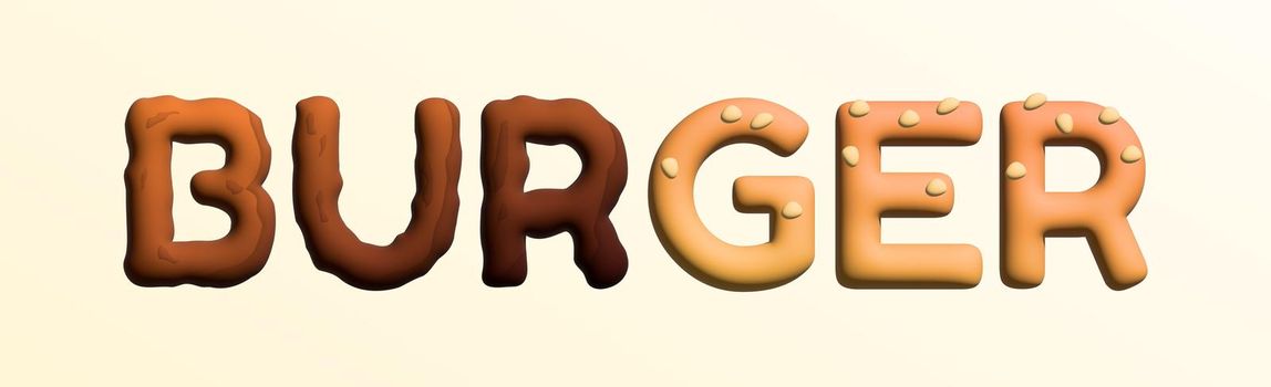 Text BURGER stylized as a hamburger. Stylish design for a brand, label or advertisement
