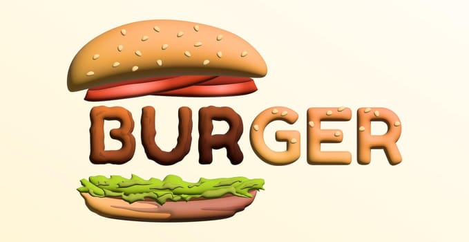 Text BURGER stylized as a hamburger. Stylish design for a brand, label or advertisement