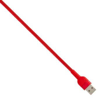 connector with USB cable red, isolated on white background