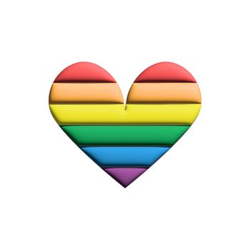 Rainbow 3D heart LGBT symbol on white background.