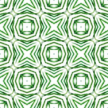 Hand drawn green mosaic seamless border. Green likable boho chic summer design. Mosaic seamless pattern. Textile ready quaint print, swimwear fabric, wallpaper, wrapping.