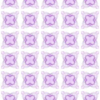 Textile ready glamorous print, swimwear fabric, wallpaper, wrapping. Purple bewitching boho chic summer design. Watercolor ikat repeating tile border. Ikat repeating swimwear design.
