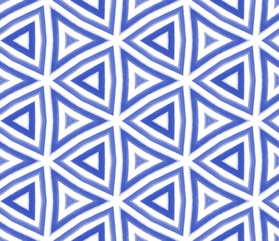 Mosaic seamless pattern. Indigo symmetrical kaleidoscope background. Textile ready adorable print, swimwear fabric, wallpaper, wrapping. Retro mosaic seamless design.