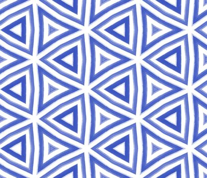 Mosaic seamless pattern. Indigo symmetrical kaleidoscope background. Textile ready adorable print, swimwear fabric, wallpaper, wrapping. Retro mosaic seamless design.