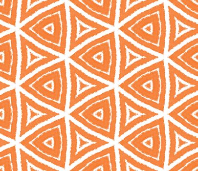 Arabesque hand drawn pattern. Orange symmetrical kaleidoscope background. Oriental arabesque hand drawn design. Textile ready exquisite print, swimwear fabric, wallpaper, wrapping.