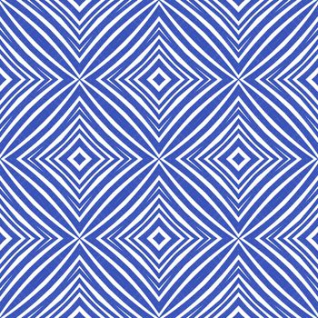 Chevron stripes design. Indigo symmetrical kaleidoscope background. Geometric chevron stripes pattern. Textile ready dazzling print, swimwear fabric, wallpaper, wrapping.