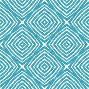 Textured stripes pattern. Turquoise symmetrical kaleidoscope background. Trendy textured stripes design. Textile ready interesting print, swimwear fabric, wallpaper, wrapping.
