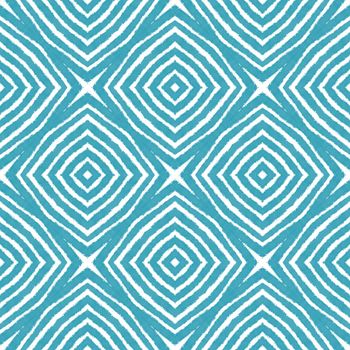 Textured stripes pattern. Turquoise symmetrical kaleidoscope background. Trendy textured stripes design. Textile ready interesting print, swimwear fabric, wallpaper, wrapping.