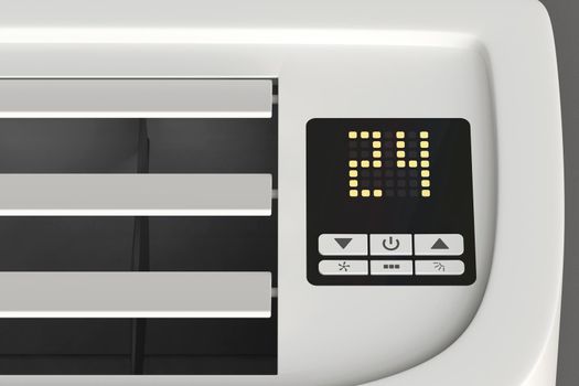 Details of the control panel on the floor mounted air conditioner