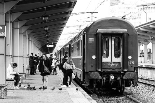 Train at Bucharest North Railway Station (Gara de Nord Bucharest) Romania, 2022