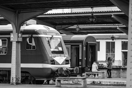 Train at Bucharest North Railway Station (Gara de Nord Bucharest) Romania, 2022