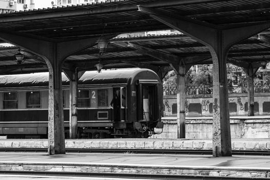 Train at Bucharest North Railway Station (Gara de Nord Bucharest) Romania, 2022