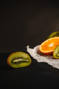 Luxurious fruit background. Studio photography of various fruits isolated on black background. Copy space. high resolution product