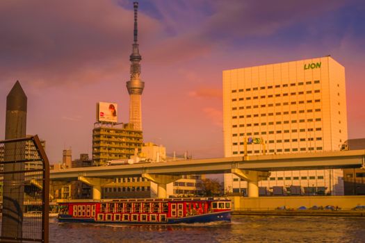 Sunset and Tokyo Sky Tree. Shooting Location: Tokyo metropolitan area