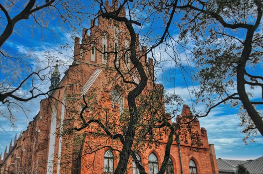 Cathedral catholic church in Krakow of Poland with gothic style