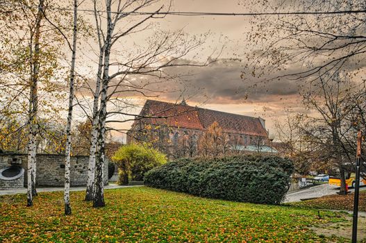 Beautiful city of Wroclaw in Poland, with historic buildings and cathedral