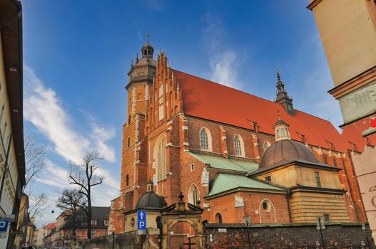 Cathedral catholic church in Krakow of Poland with gothic style
