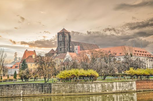 Beautiful city of Wroclaw in Poland, with historic buildings