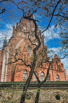 Cathedral catholic church in Krakow of Poland with gothic style