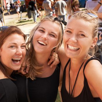 Cropped shot of friends at the Skanderborg festival.