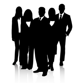 Business people at work. Silhouette of a successful business team
