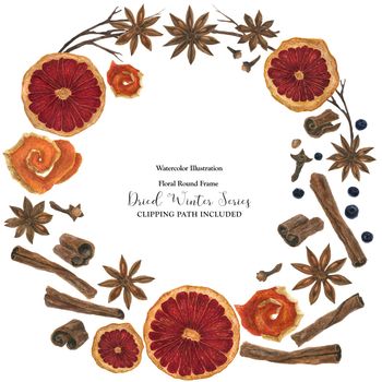 Christmas hot spiced mulled wine watercolor wreath, clipping path included