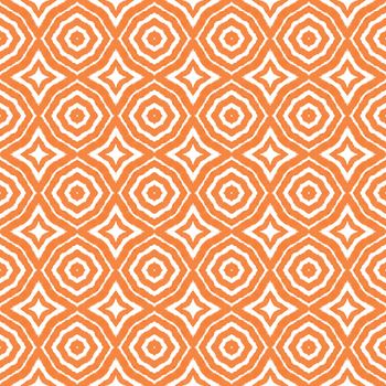 Chevron stripes design. Orange symmetrical kaleidoscope background. Textile ready fair print, swimwear fabric, wallpaper, wrapping. Geometric chevron stripes pattern.