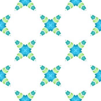 Mosaic seamless pattern. Green artistic boho chic summer design. Textile ready grand print, swimwear fabric, wallpaper, wrapping. Hand drawn green mosaic seamless border.