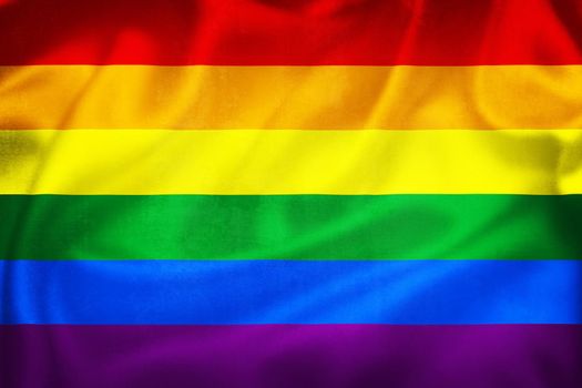 LGBTQ pride rainbow grunge flag 3D illustration, symbol of lesbian, gay, bisexual, transgender and queer pride and LGBT social movements