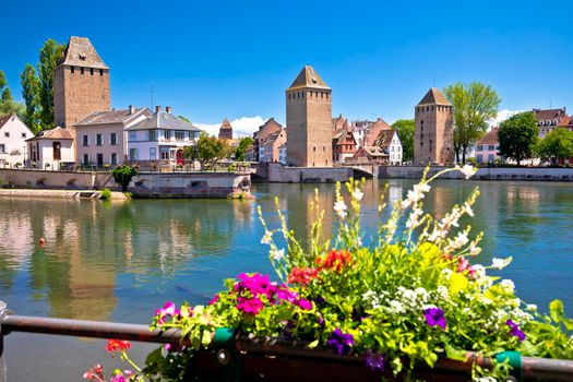 Strasbourg Barrage Vauban scenic river and architecture view, Alsace region of France