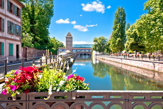 Town of Strasbourg canal colorful view, Alsace region of France