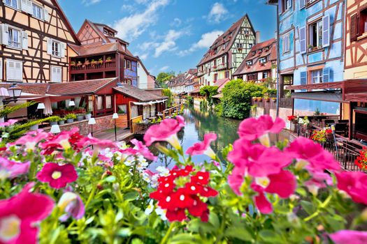 Town of Colmar little Venice colorful canal view, Alsace region of France