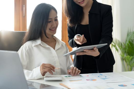 Business accounting people are meeting for analysis data figures to plan business finance strategies. Business discussing concept.