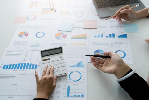 teamwork business woman accounting concept financial in office.