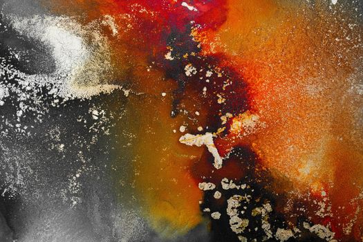 Burning abstract background from marble ink art of exquisite original painting . Painting was painted on high quality paper texture to create smooth marble background pattern of ombre alcohol ink .