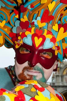 VENICE, ITALY - Febrary 7 2018: The masks of the Venice carnival 2018