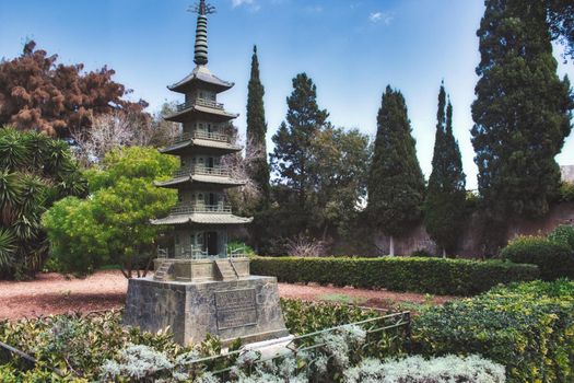 Attard / Malta - October 18 2019: Japanese pagoda in the San Anton garden in Attard, Malta