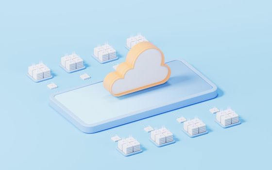 Cloud computing concept, 3d rendering. Computer digital drawing.