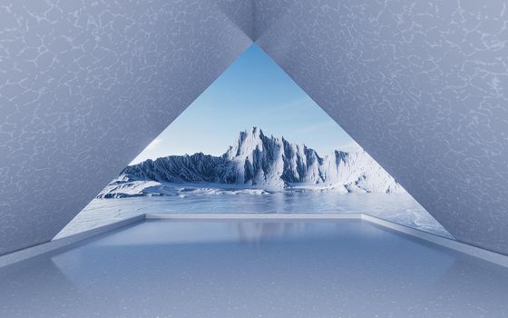 Ice ground with crack pattern, 3d rendering. Computer digital drawing.