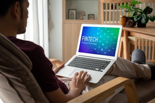Fintech financial technology software for modish business to analyze marketing strategy